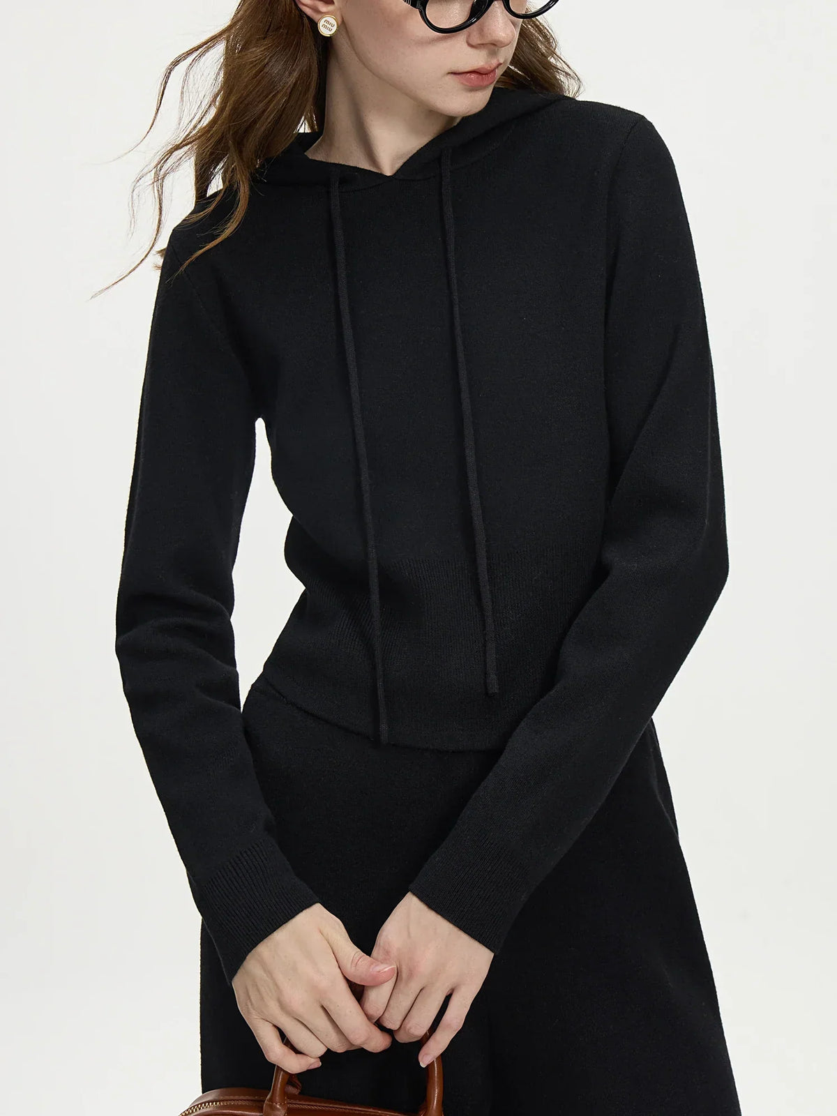 4.1% Wool Short Hooded Knitwear Sweater 3