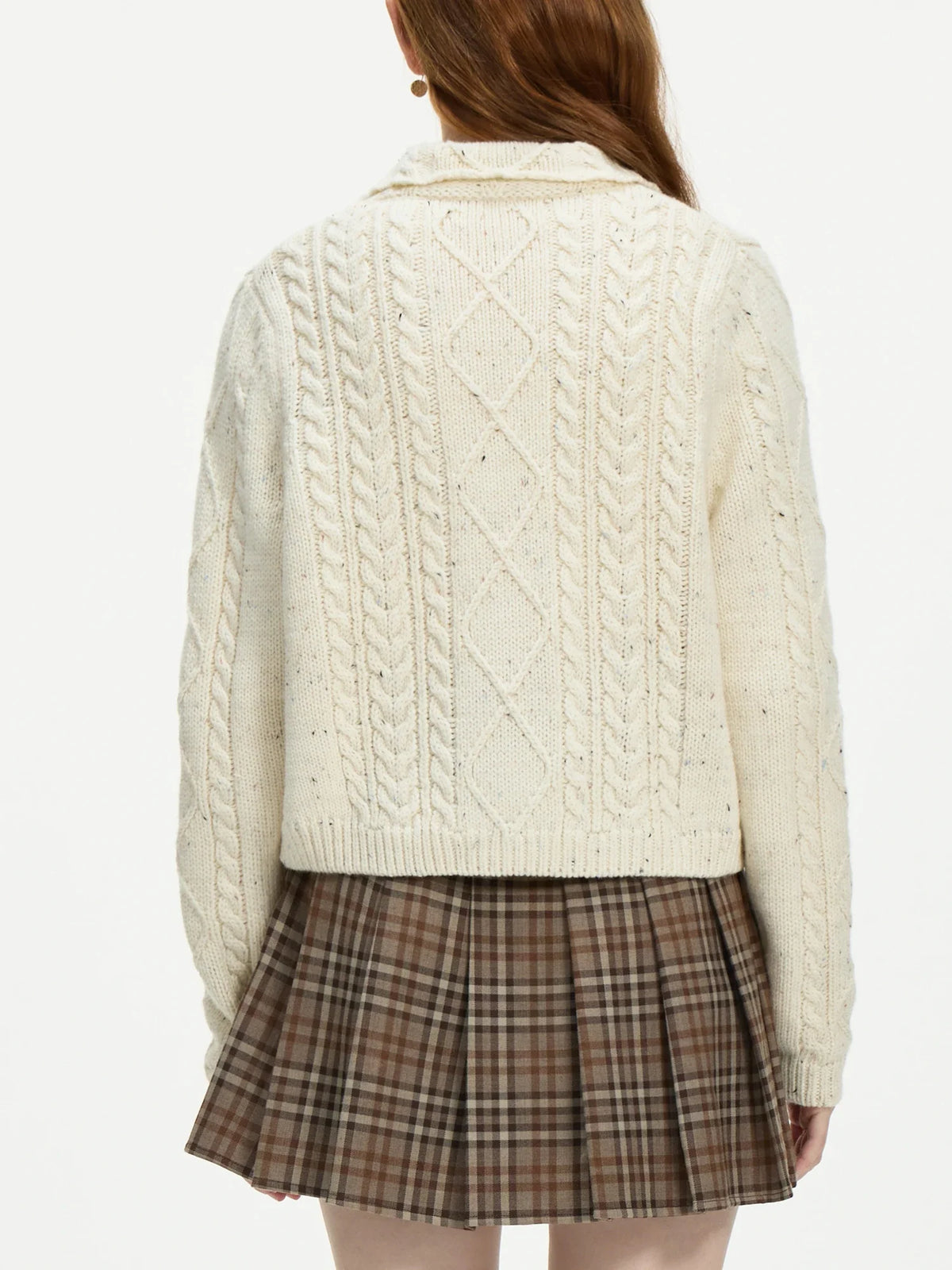Retro Twisted Flower College Style Wool Colored Dot Yarn Cardigan 4