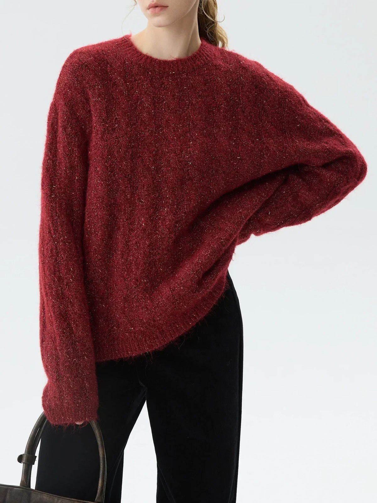 Year's Red Round Neck Loose Sweater 3