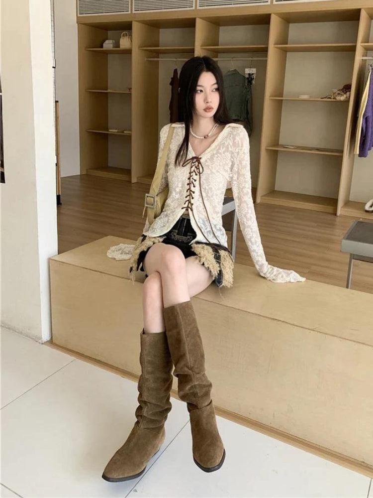 Fairy Grunge Transparent Lace Blouse - Fashionpara