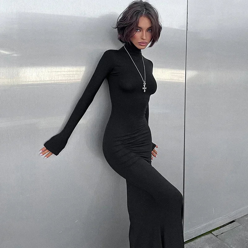 High Neck Long Sleeve Bodycon Mermaid Dress