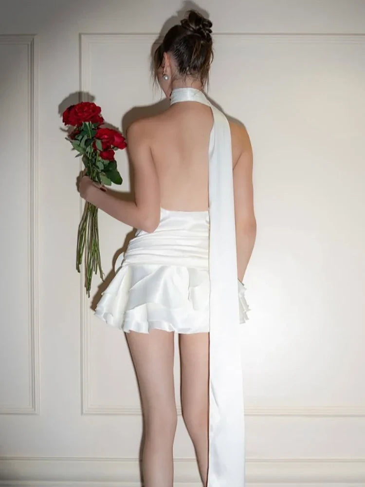 Satin 3D Flower Dress