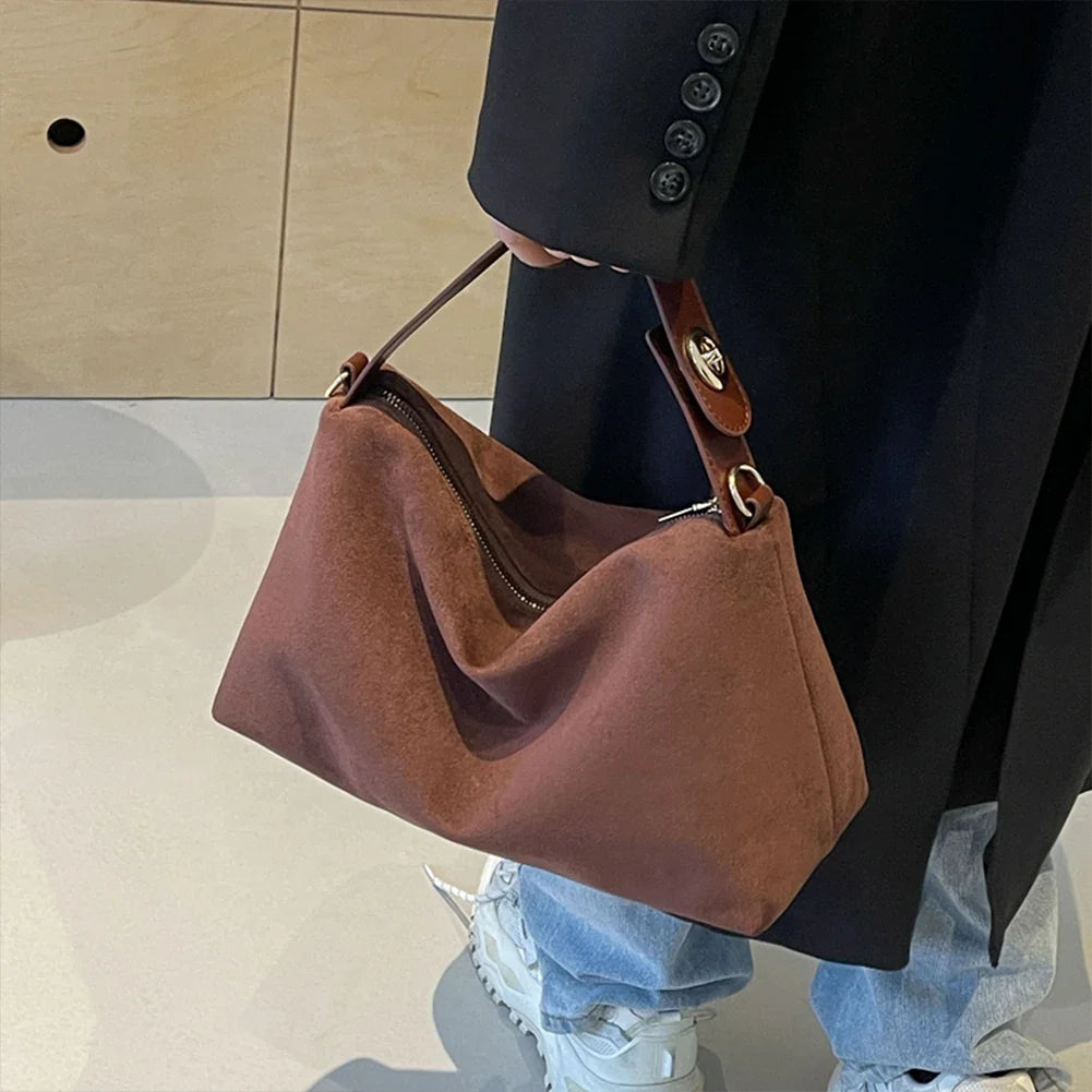 Autumn Winter Matte Suede Cow Leather Handbag