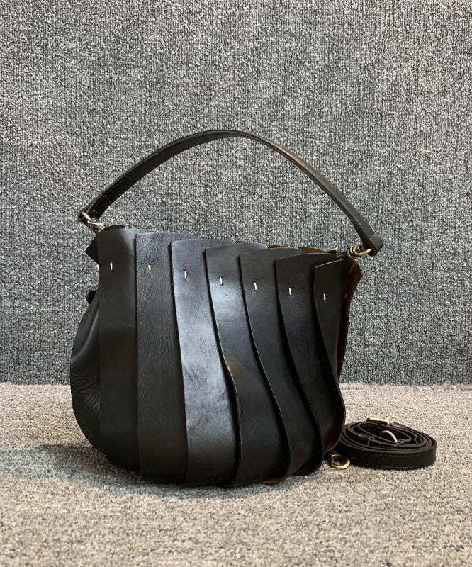 Fashion Black Calf Leather Satchel Handbag