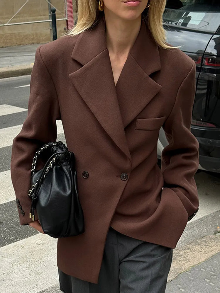 Brown Pocket Blazer Short Coat