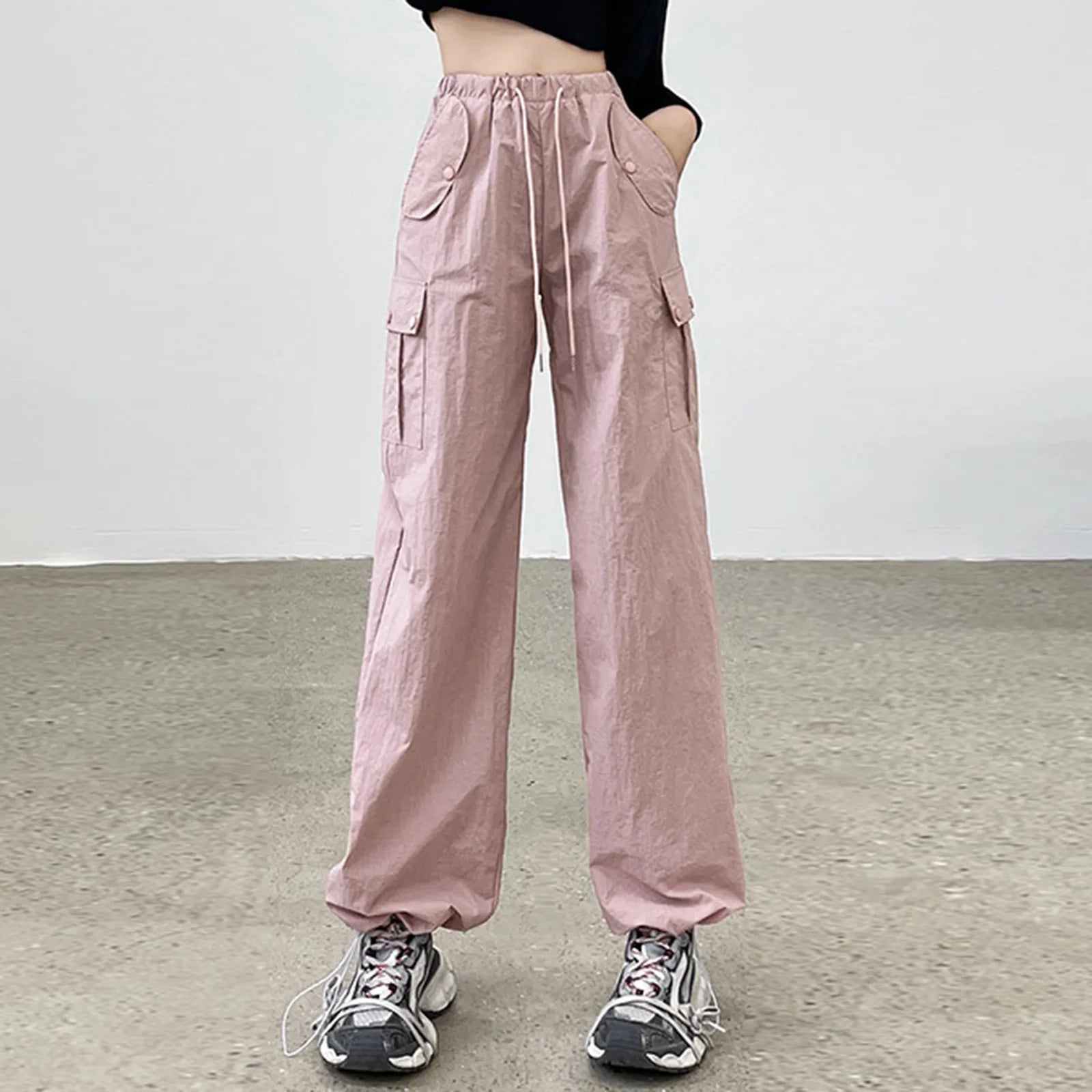 Drawstring Bound Feet Slim Fit Jogger Pants