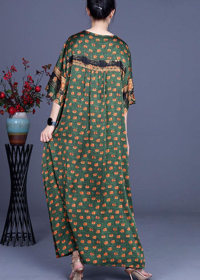 Polka Dot Print Deep V-Neck Empire Waist Border Trim Maxi Dress - View 4