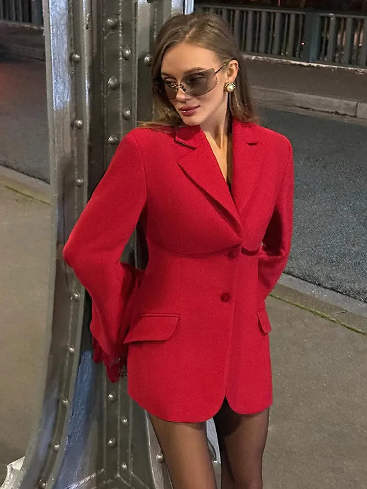 Lace Patchwork Flare Sleeve Coat