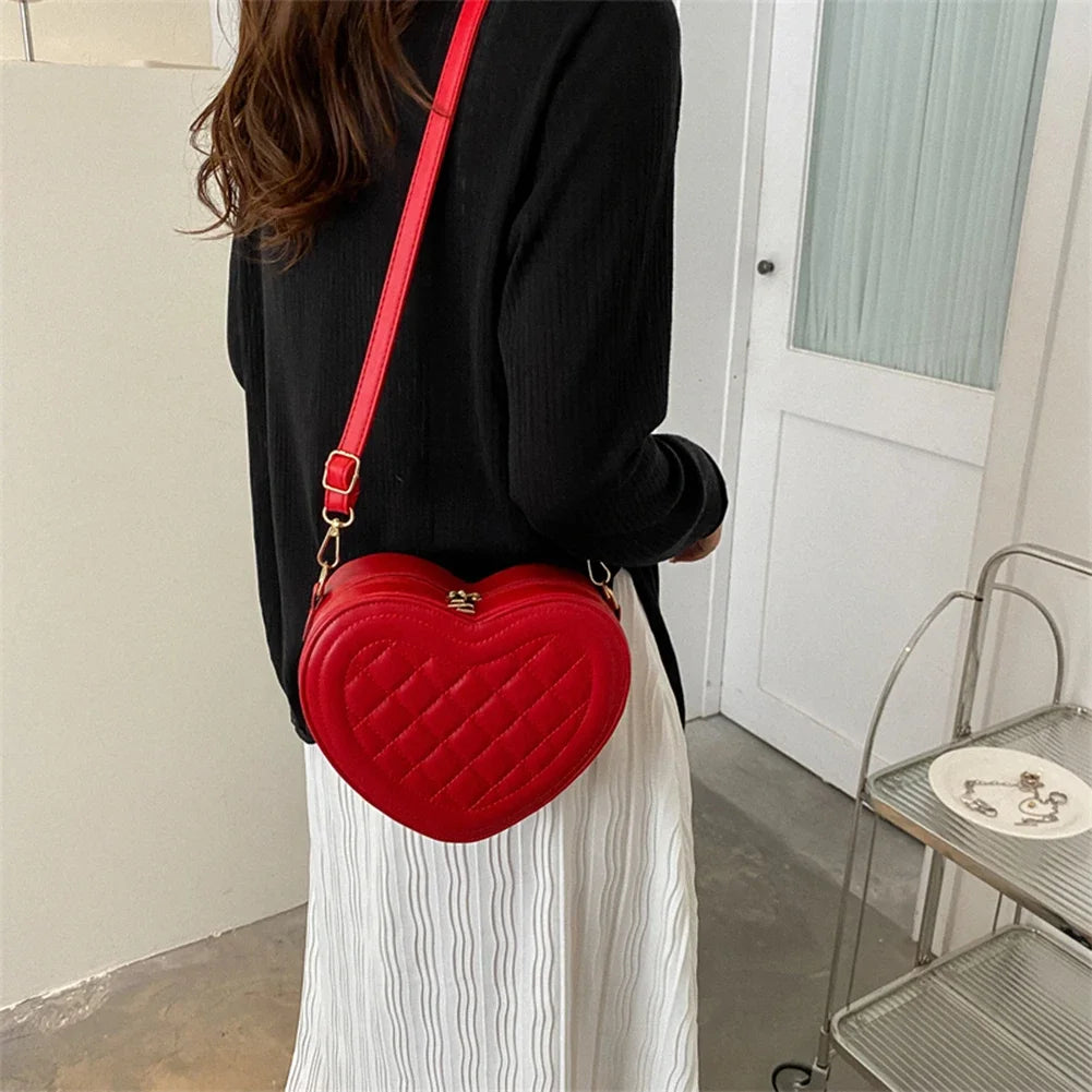 Heart-Shaped Leather Crossbody Tote
