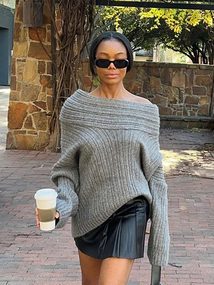 Off Shoulder Knit Sweater