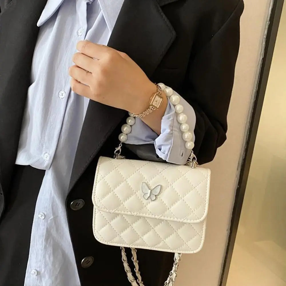 Pearl Shoulder Handbag PU Leather All-Match Tote