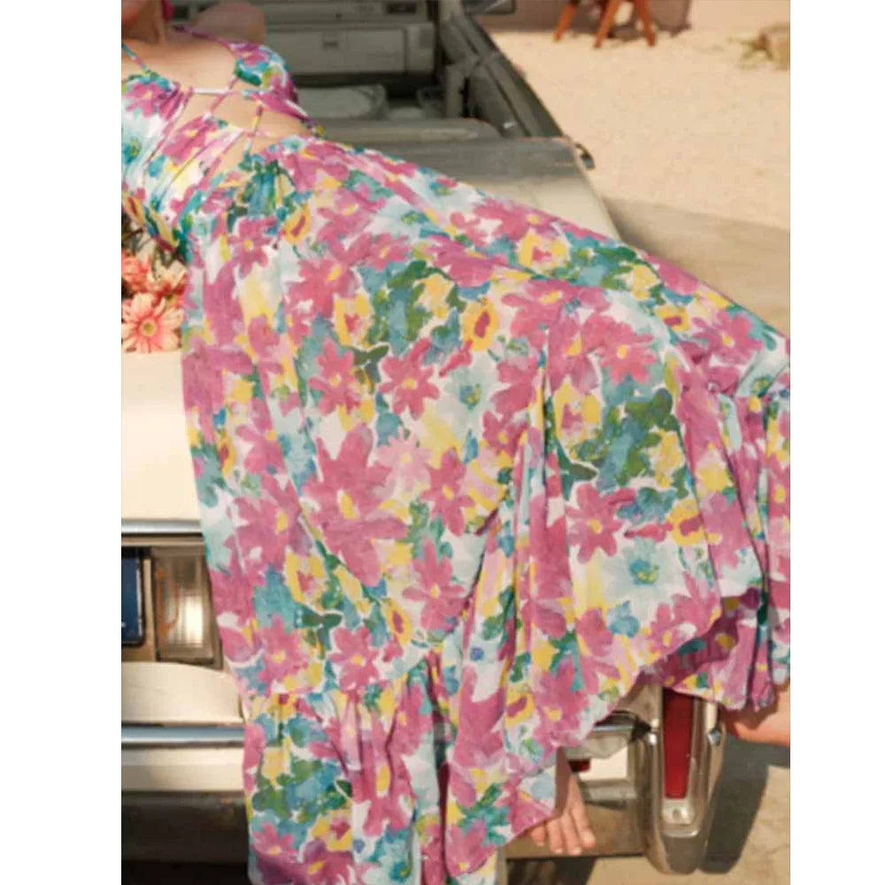 Printed Cutouts Tie One Piece Swimsuit