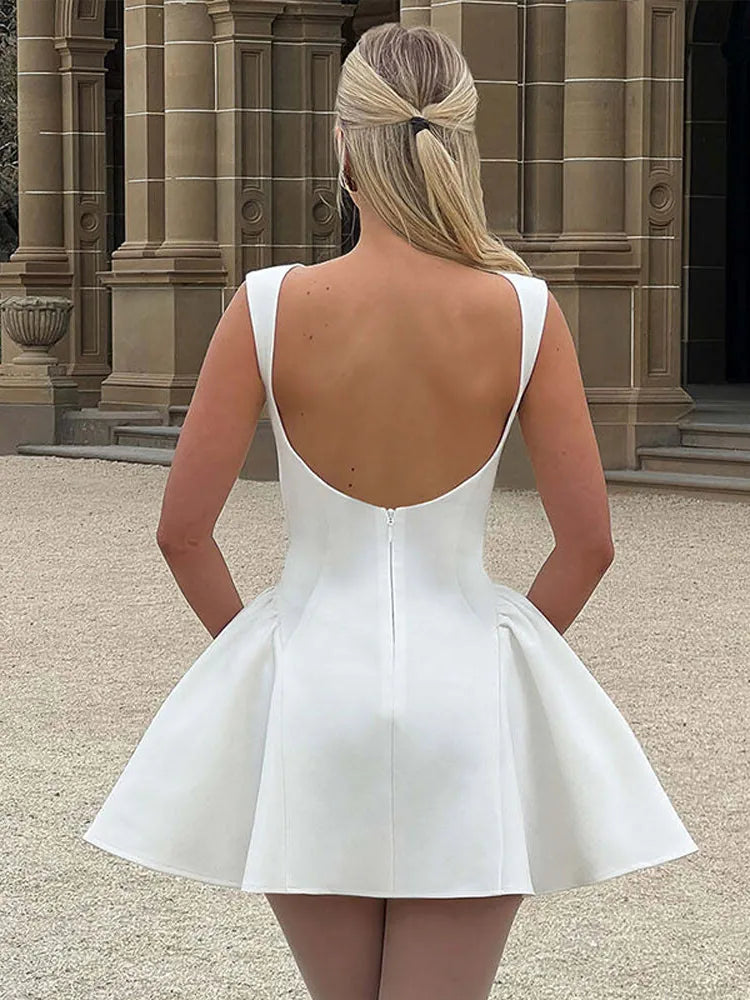 Backless A-Line Sleeveless Mini Dress for Ladies Night Christmas Party - Fashionpara