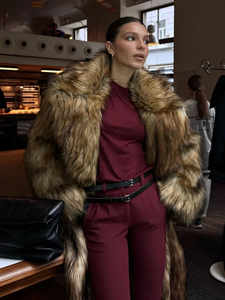 Solid Lapel Plush Warm Thicken coat