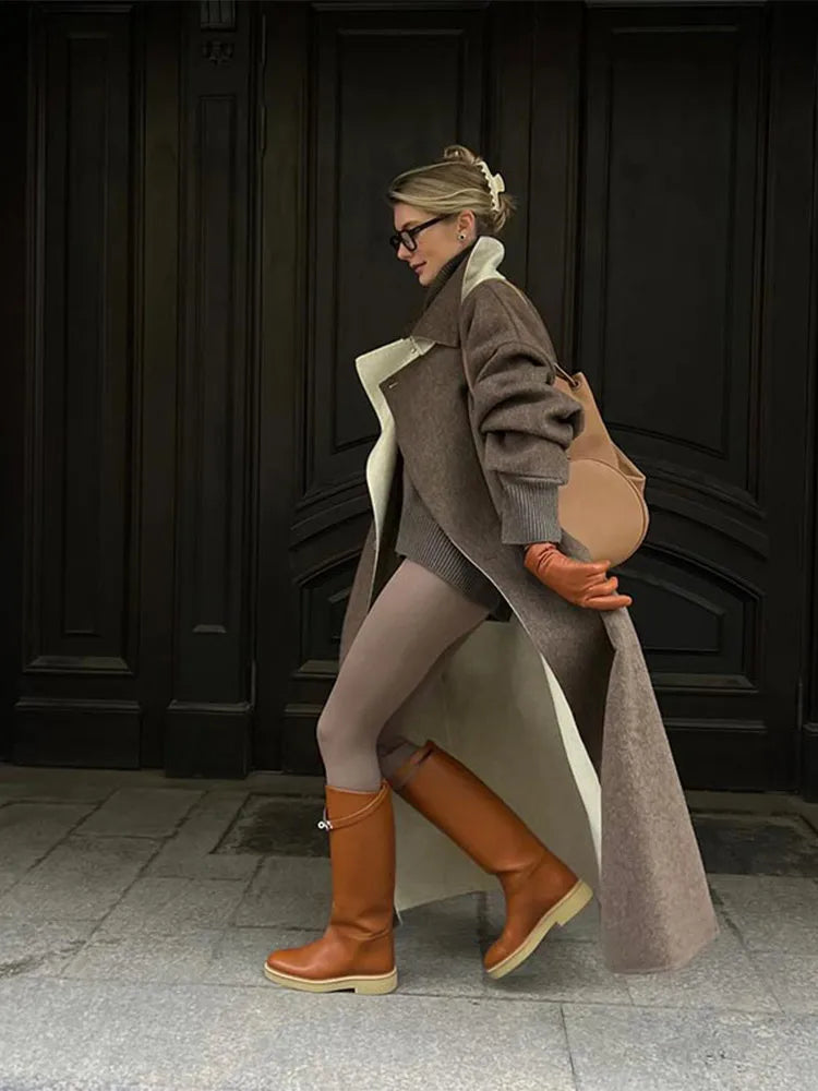 Plaid Pattern Casual Turn-Down Overcoat