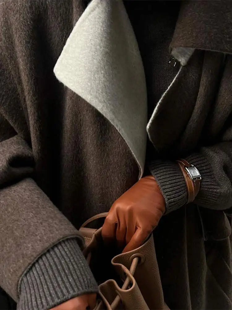 Plaid Pattern Casual Turn-Down Overcoat