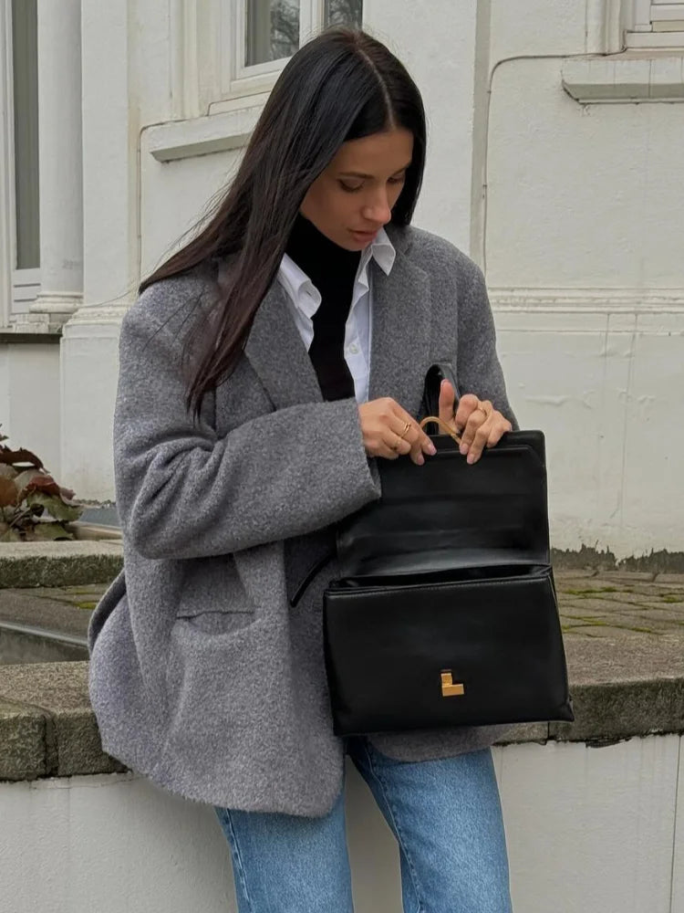 Thick Warm Wool Blend Blazer 4