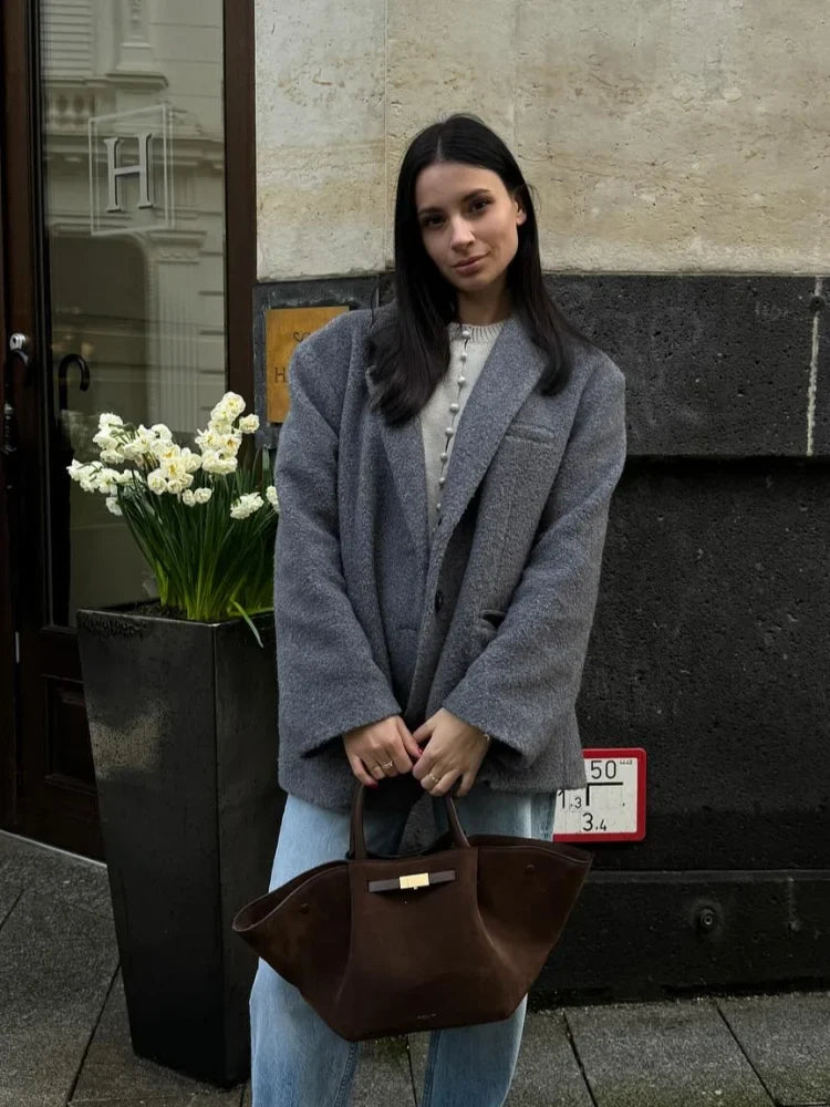 Thick Warm Wool Blend Blazer 7