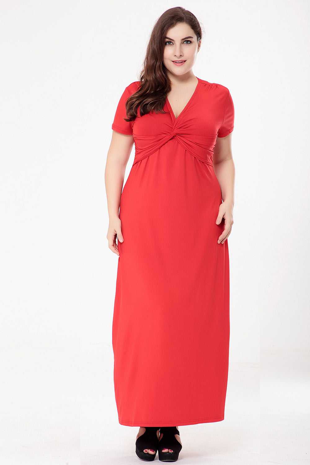 KittenAlarm - Fashion Summer hot style plus size hot style V-neck waist short-sleeved dress dress large size