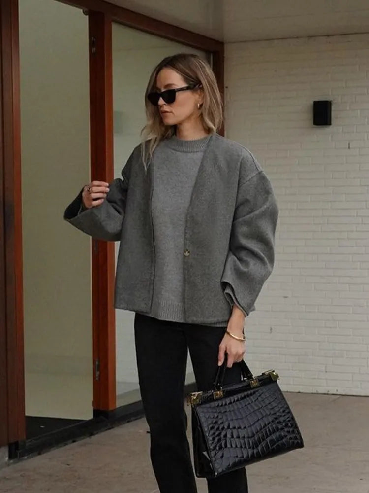 Fashion White Thicken Long Sleeve Faux Wool Chic Coats - Fashionpara