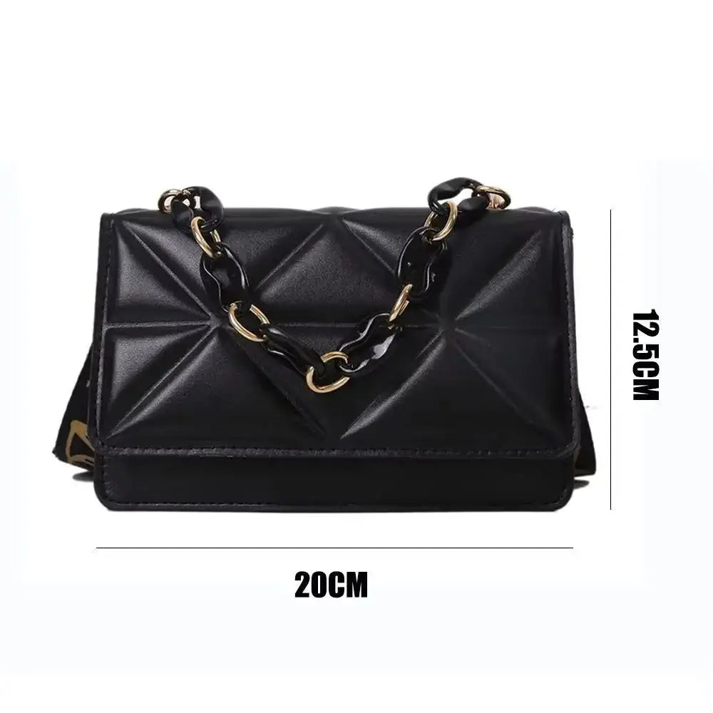PU Leather Metal Chain Crossbody Bag