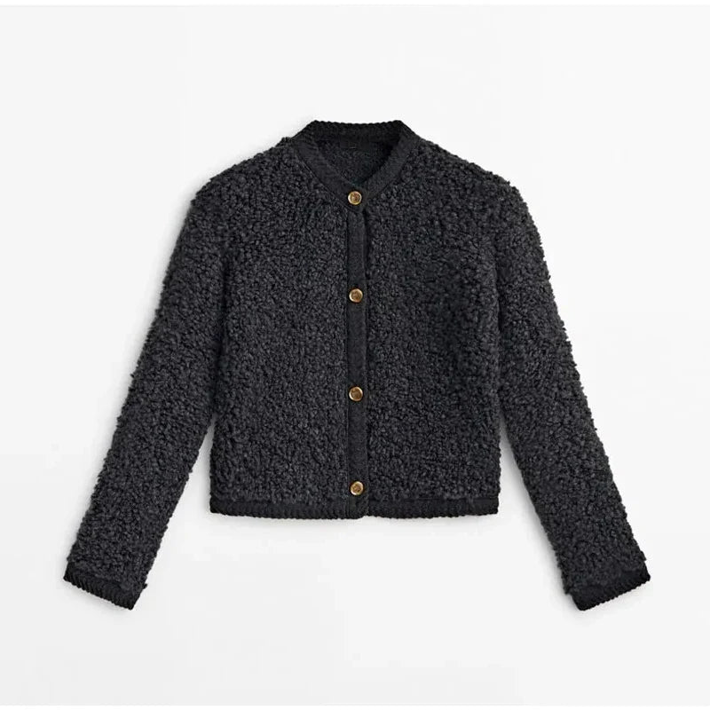 Fashion Wool O-neck Patchwork Casual Long Sleeve Chic Coats - Fashionpara