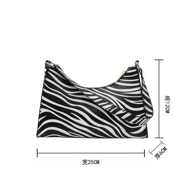 Zebra Print PU Leather Underarm Shoulder Bag