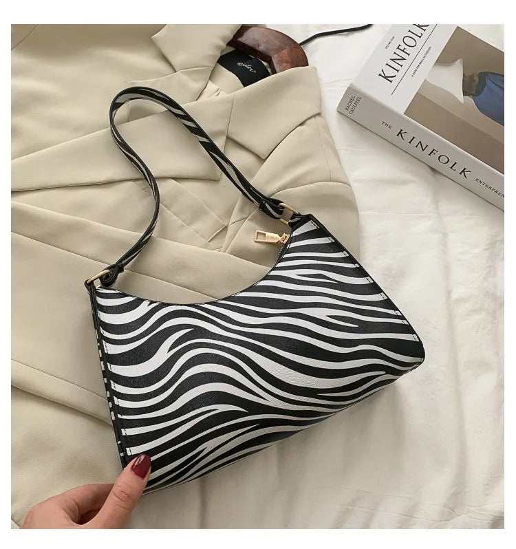 Zebra Print PU Leather Underarm Shoulder Bag