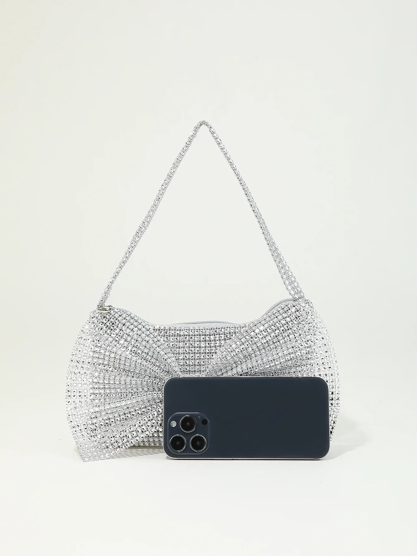 Shiny Rhinestone Bow Evening Clutch Bag