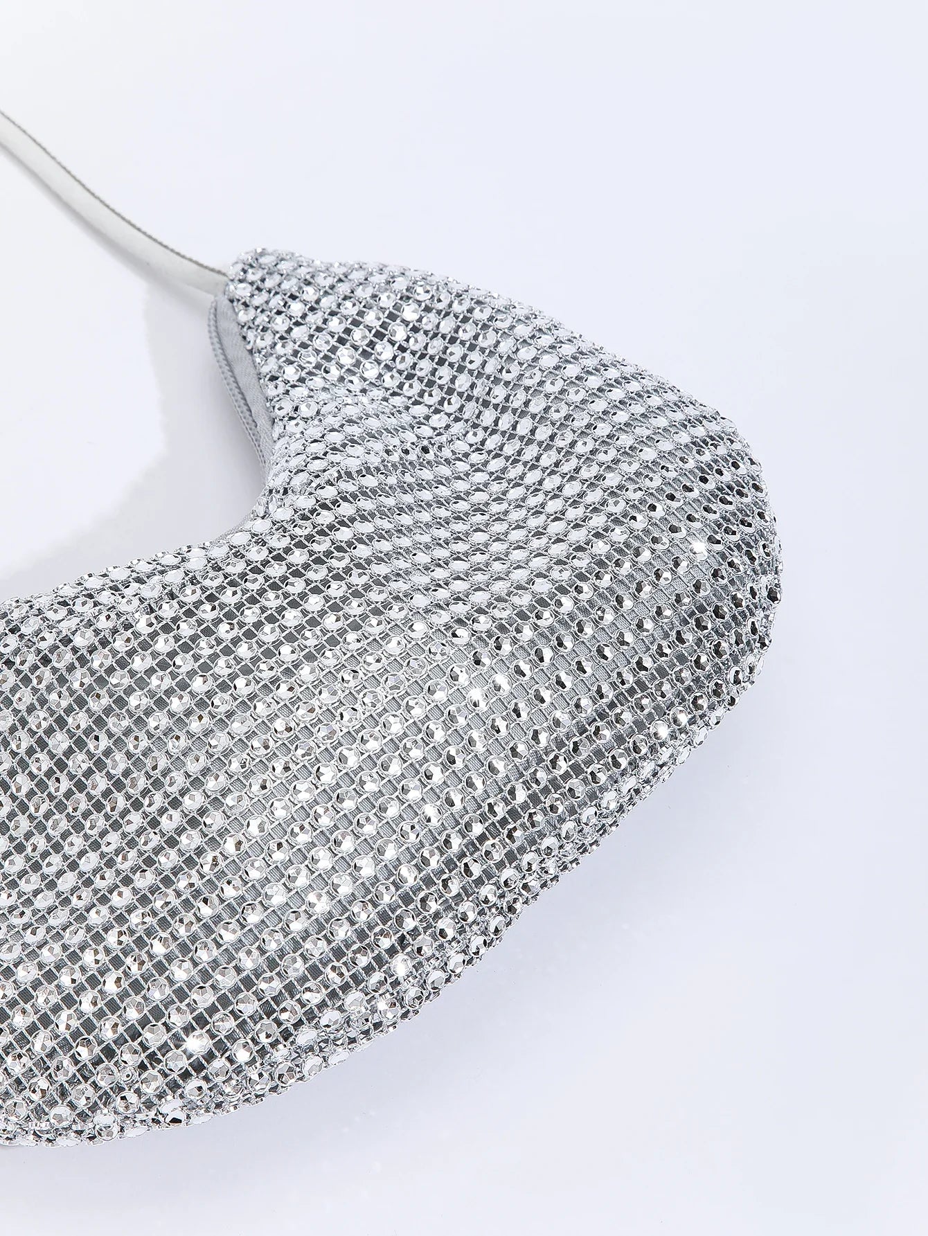 Shiny Rhinestone Zippered Solid Evening Clutch Bag