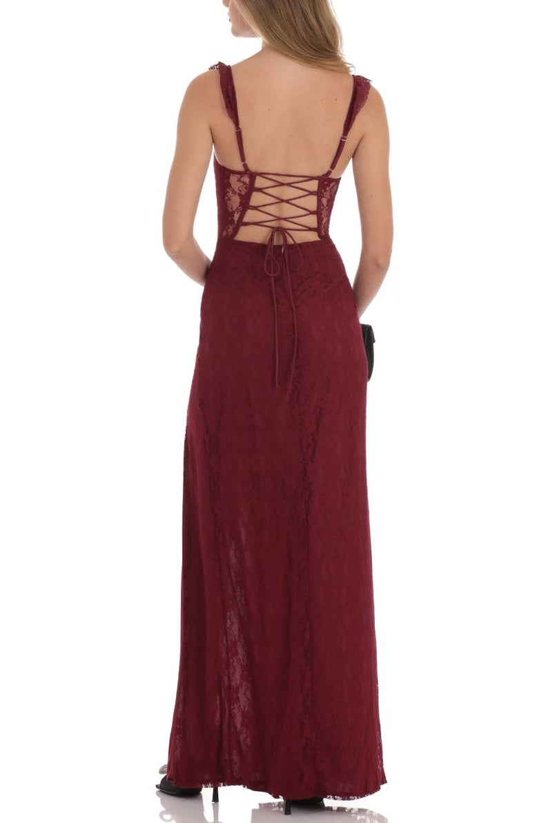 Fashion Sheath Sweetheart Lilac Lace Long Prom Dress with Criss Cross Back