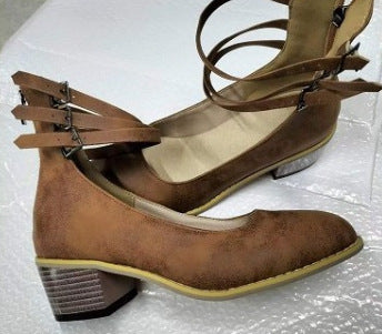 Fashion Thick Heel High Heel Three Breasted Shoes