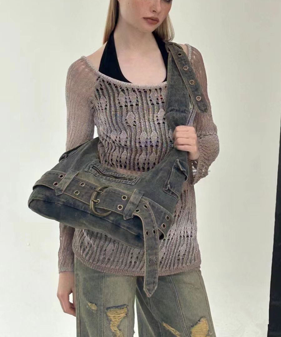 Fashionable Spicy Girl Large Capacity Denim Shoulder Bag