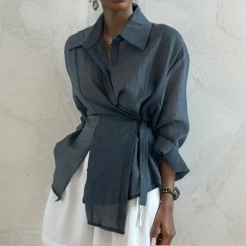 Chic Long Sleeve Solid Loose Sunscreen Blouse