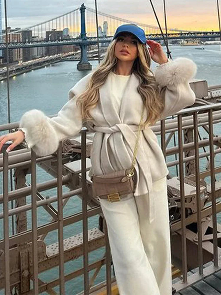 Thicken Woolen Lapel Double-Breasted Overcoat