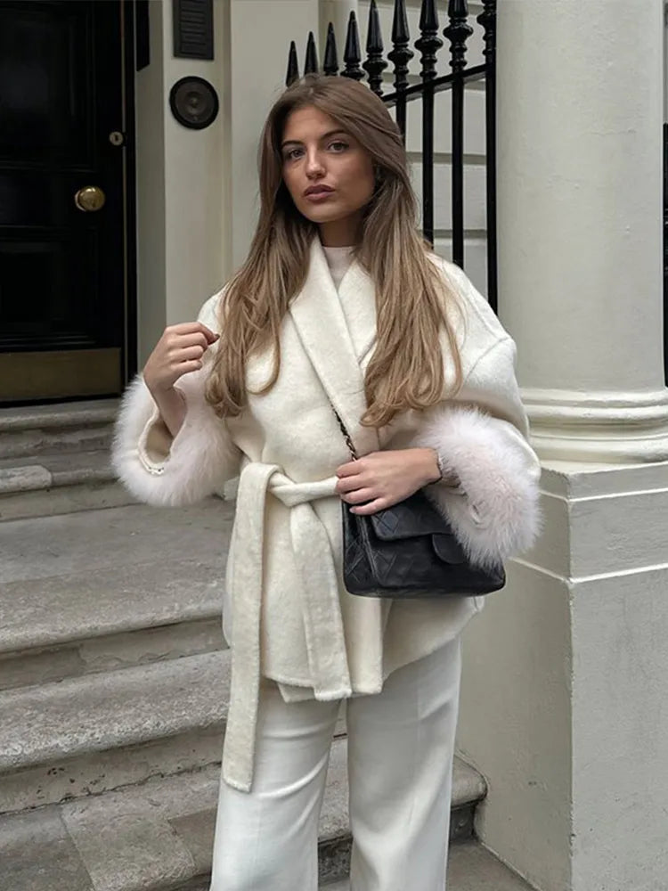 Thicken Woolen Lapel Double-Breasted Overcoat