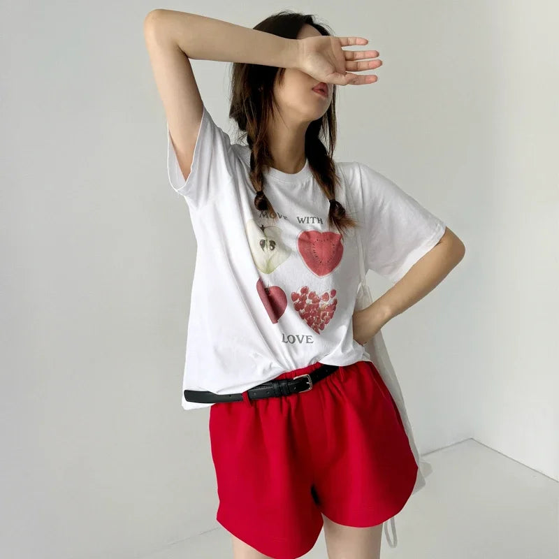 Kawaii Fruit Print Y2K T-shirt