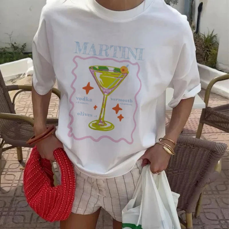 Martini Cocktail Y2k Aesthetic T-shirt - Fashionpara