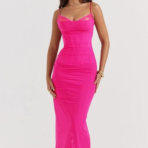 Fiona Long Fitted Corset Dress - Fashionpara