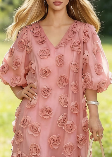 Tulle Floral Fitted Midi Dress - View 2