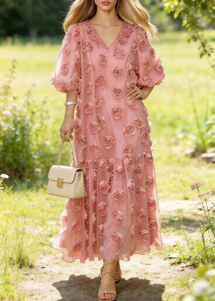 Tulle Floral Fitted Midi Dress - View 3