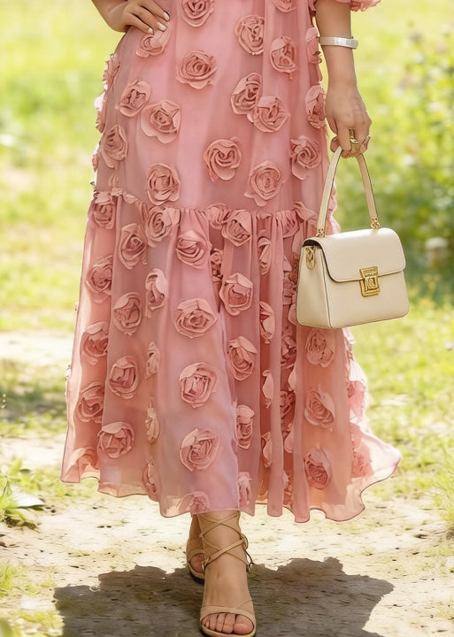 Tulle Floral Fitted Midi Dress - View 4