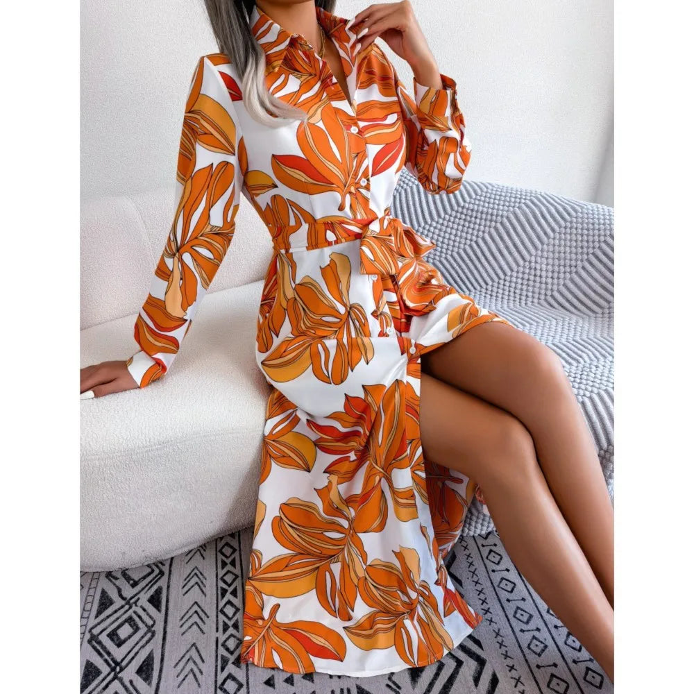 Boho Beach Holiday Floral Shirt Dress