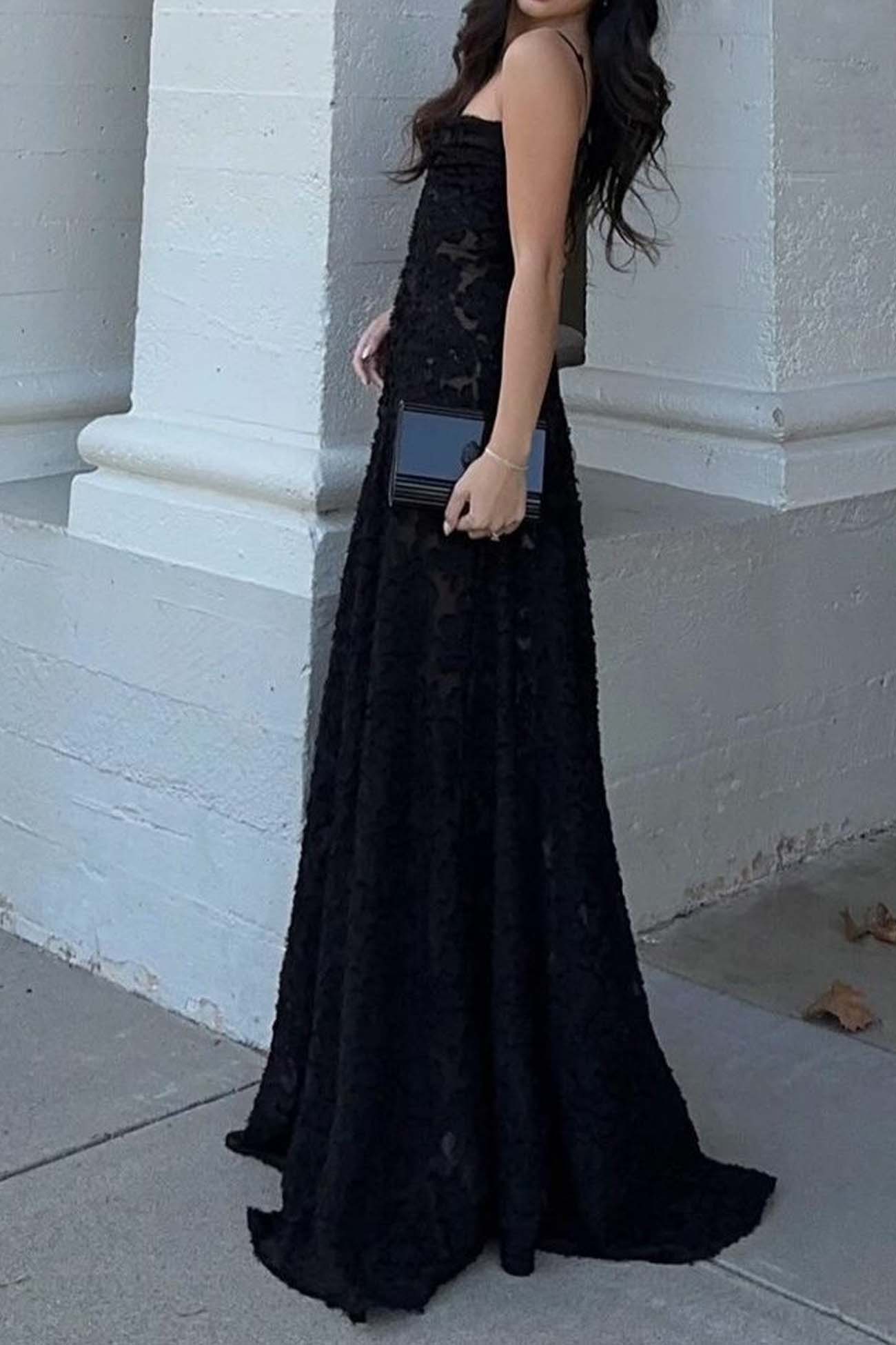 Floral Jacquard Tassel Lace Up Maxi Dress