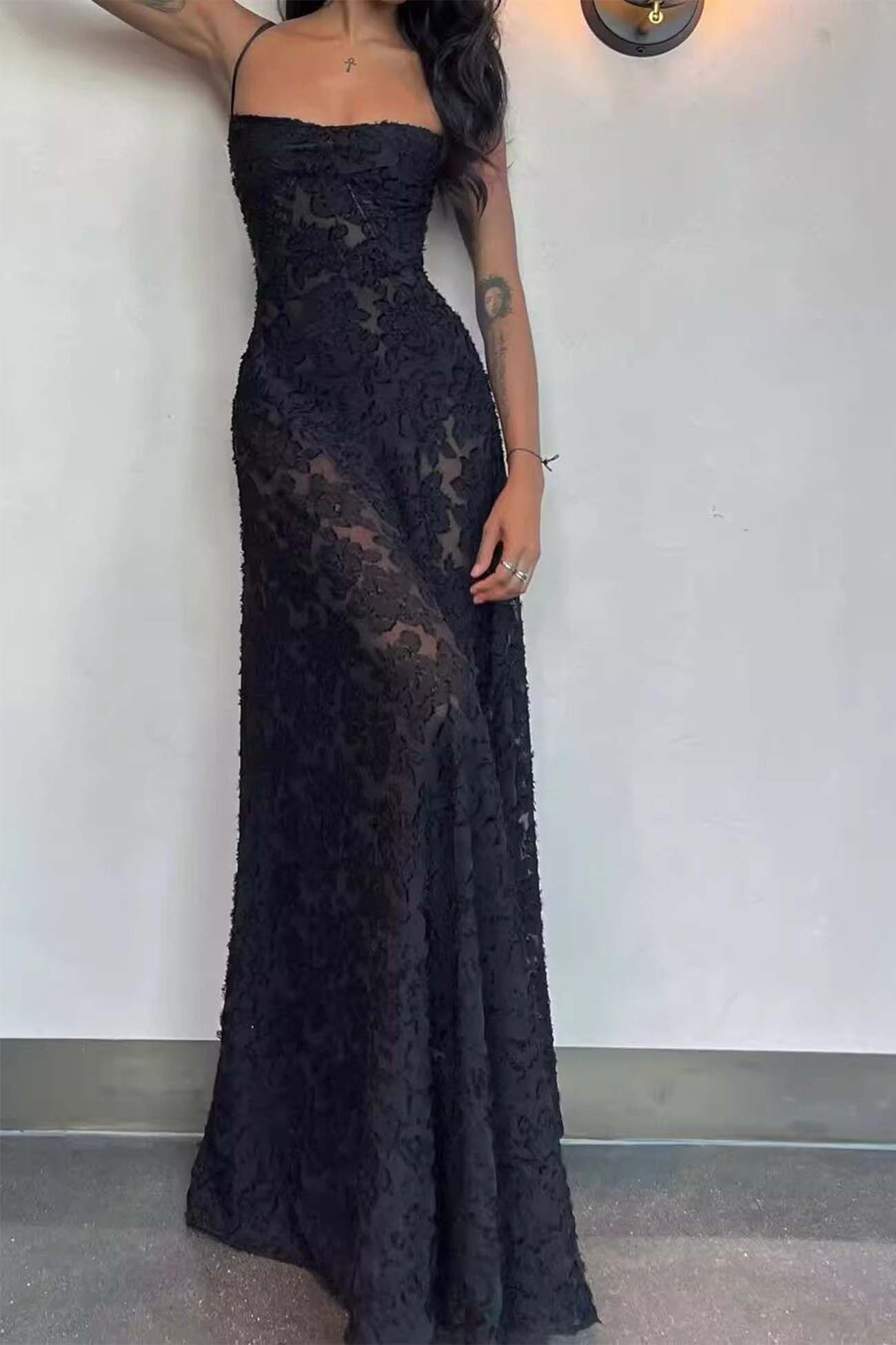 Floral Jacquard Tassel Lace Up Maxi Dress