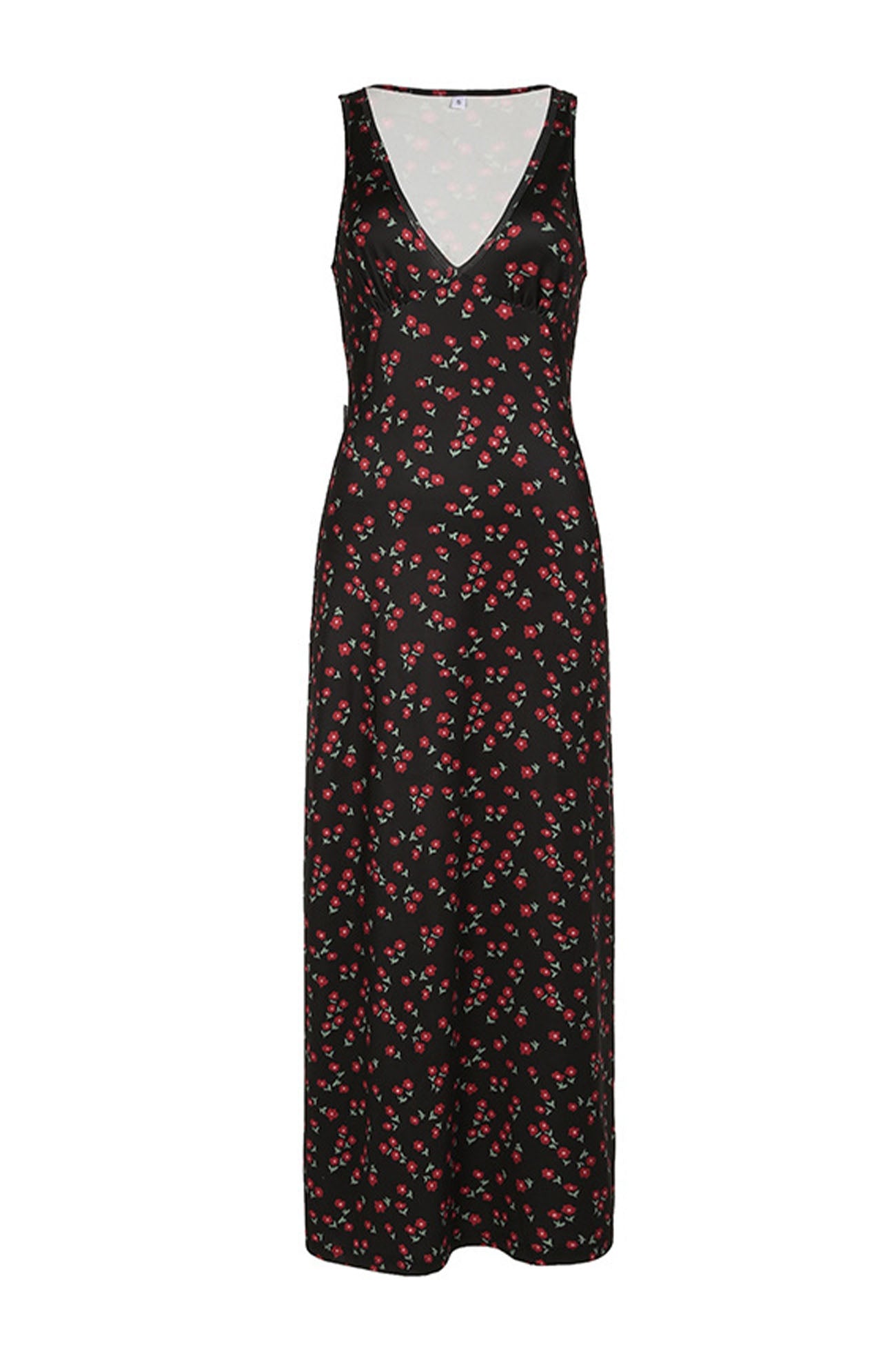 Floral Printed Sleeveless V Neck Midi Dress