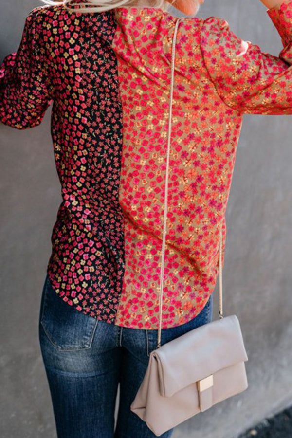 Floral Patched V-neck Blouse