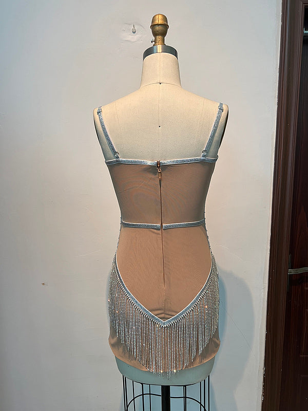 Frances Rhinestone Chain Party Dress - Fashionpara