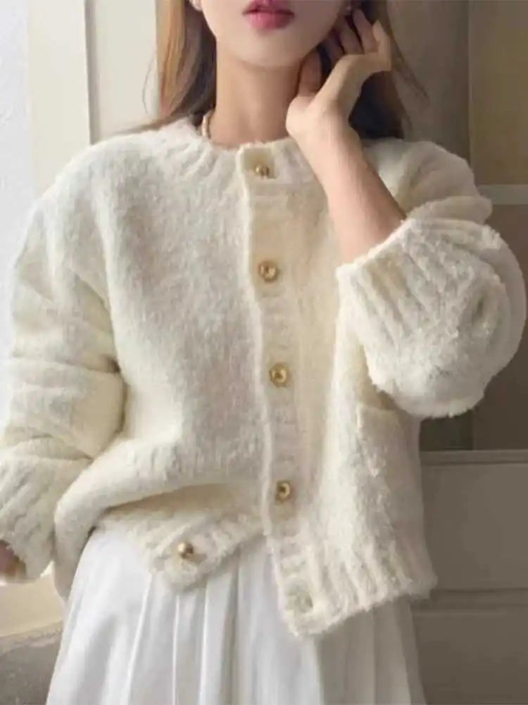 Milk White Single Breasted Cardigan