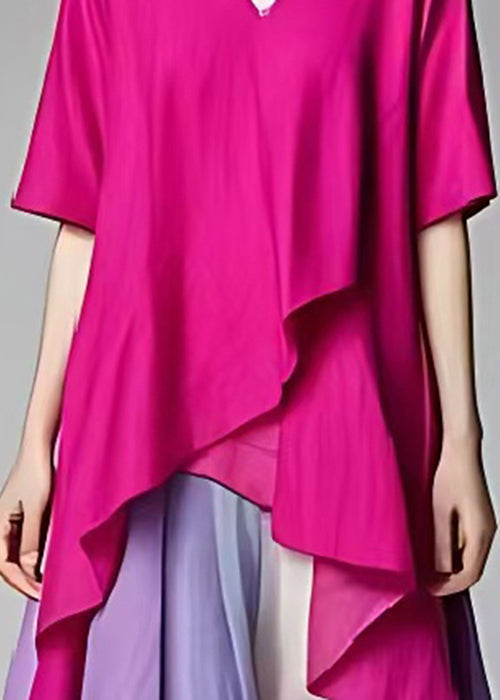 V-Neck Short Sleeve Tiered Tulle Handkerchief Hem Maxi Dress - View 3